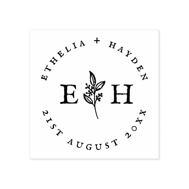 Rustikale Zweigniederlassung im Freien Hochzeitsta Gummistempel (Prägung)