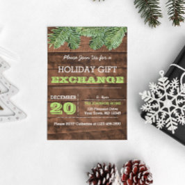 Rustikale Zweigstellen aus Holz und Kiefern Einlad Einladung