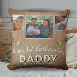 Rustikaler 1. Vatertag Papa Keepake 3 Foto Kissen<br><div class="desc">Rustikaler 1. Vatertag Papa Keepake 3 Foto Kissen Kissen. Rustikales altes Papier beige Hintergrund mit niedlichen Blume, der Text ist trendig weiß. Personalisieren Sie mit drei Fotos, Ihrem Namen und dem Jahr. Du kannst Papa zu Papa wechseln, Papa, Pfote, ... Dieses personalisierte Kissen ist ein Geschenk für einen neuen Vater...</div>