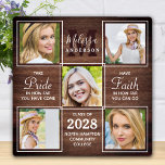 Rustikaler 5-Fotomaterial Personalisierter Abschlu Fotoplatte<br><div class="desc">Feiern Sie Ihren Absolvent und geben Sie ein besonderes personalisiertes Geschenk mit diesem individuellen Foto Collage Abschluss-Plakat auf einem rustikalen Land Holzdesign. Diese einzigartige Collage Foto Graduiertenplakette wird ein wertvoller Sake sein. Personalisieren Sie Ihre Lieblings-Senior-oder Uni-Fotos mit 6, und personalisieren Sie mit geschlossen Jahr, Name, High School oder Uni. Inspirationsziffer:...</div>