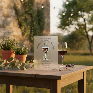 Rustikaler 60. Geburtstag Roter Wein Geburtstag Acryleinladungen