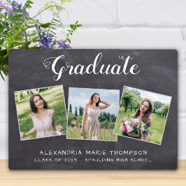 Rustikaler Abschluss 3 Foto Grau Chalkboard Gradua Fotoplatte