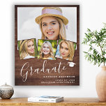 Rustikaler Abschluss 4 Foto Personalisierter Absch Künstlicher Leinwanddruck<br><div class="desc">Feiern Sie Ihren Absolvent und geben Sie ein besonderes personalisiertes Geschenk mit diesem maßgeschneiderten Foto Collage Abschluss Leinwand auf einem rustikalen Holzdesign. Diese einzigartige Foto Collage graduate Leinwand ist ein wertvoller Sake. Personalisieren Sie mit 4 Ihrer Lieblings-Senior-oder Uni-Fotos, und personalisieren Sie mit geschlossen Jahr, Name, High School oder Uni. Siehe...</div>