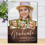 Rustikaler Abschluss 4 Foto Stilvolles Holzstudium Fotoplatte<br><div class="desc">Feiern Sie Ihren Absolvent und geben Sie ein besonderes personalisiertes Geschenk mit diesem individuellen Foto Collage Abschluss-Plakat auf einem rustikalen Land Holzdesign. Diese einzigartige Collage Foto Graduiertenplakette wird ein wertvoller Sake sein. Personalisieren Sie mit 4 Ihrer Lieblings-Senior-oder Uni-Fotos, und personalisieren Sie mit geschlossen Jahr, Name, High School oder Uni. Siehe...</div>