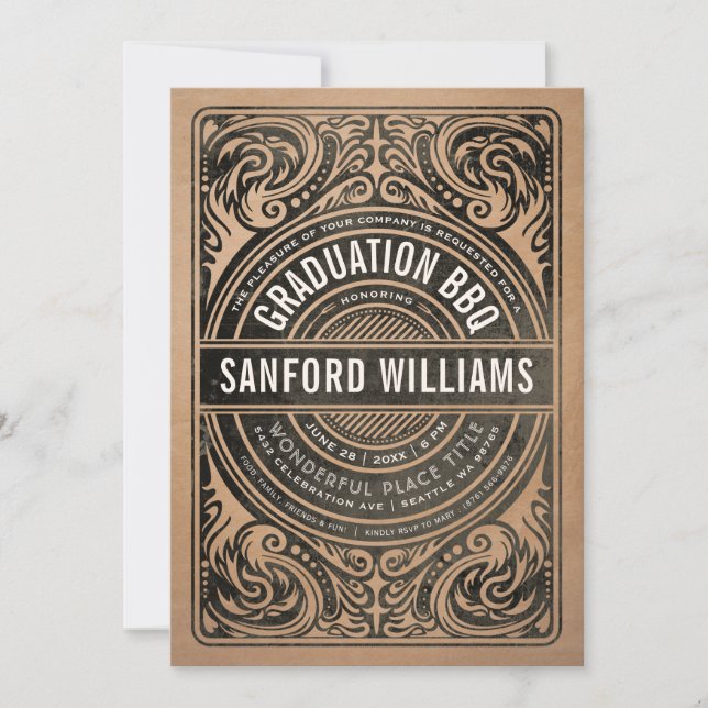 Rustikaler Abschluss GRILLEN Party Einladungen Kra (Vorderseite)