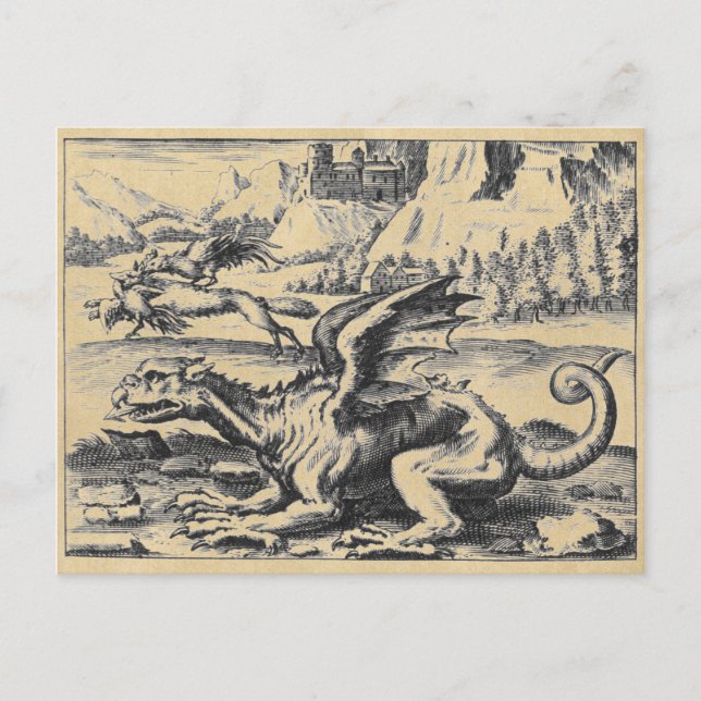 Rustikaler Alchemy Dragon Postkarte (Vorderseite)