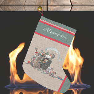 Rustikaler alter Welt Weihnachtsmann Weihnachten V Kleiner Weihnachtsstrumpf