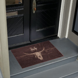 Rustikaler alter Western Bull Skull Brown Beige Mo Fußmatte