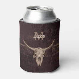 Rustikaler alter Western Monogram Brown Beige Bull Dosenkühler