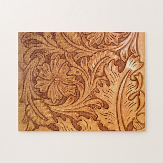 rustikaler, altes Westkuppelleder Western Puzzle (Horizontal)