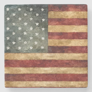 Rustikaler amerikanische Flaggen-Stein-Untersetzer Steinuntersetzer