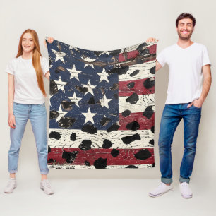 Rustikaler amerikanischer Flaggen-Leoparden-Druck Fleecedecke