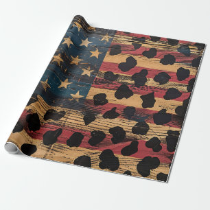Rustikaler Amerikanischer Flaggen-Leoparden-Druck  Geschenkpapier