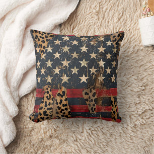 Rustikaler Amerikanischer Flaggen-Leoparden-Druck Kissen