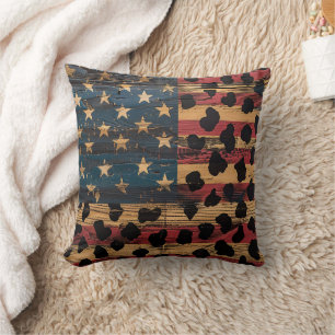 Rustikaler amerikanischer Flaggen-Leoparden-Druck Kissen