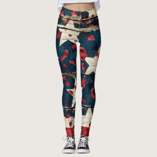 Rustikaler amerikanischer Flaggen-Leoparden-Druck Leggings