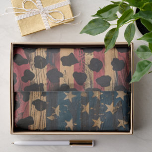 Rustikaler Amerikanischer Flaggen-Leoparden-Druck Seidenpapier