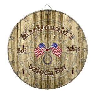 Rustikaler amerikanischer Western Salon Bar Dartscheibe