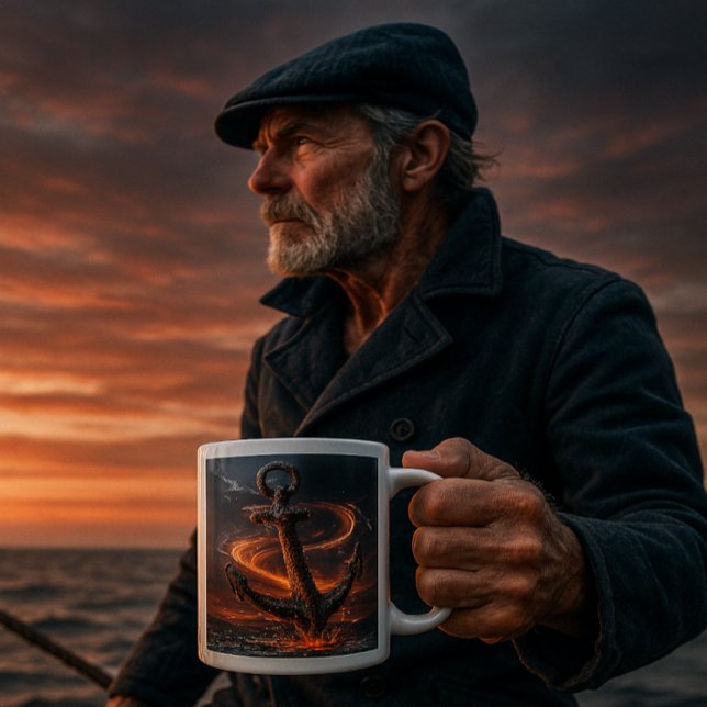Rustikaler Anker mit Feuer - Wasserspiegel im Nord Jumbo-Tasse (Von Creator hochgeladen)
