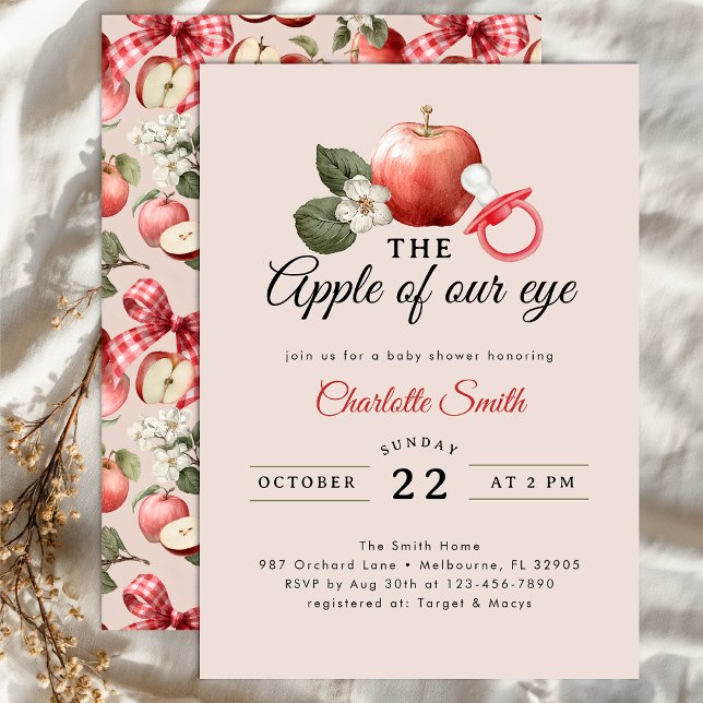 Rustikaler Apfel mit unserer Augenbrauendusche Ein Einladung (Apple Baby Shower Invite)