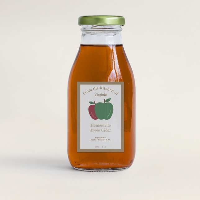 Rustikaler Apfelwein Flaschenetikett Weinetikett (Rustic Apple Cider Bottle Label Sticker)