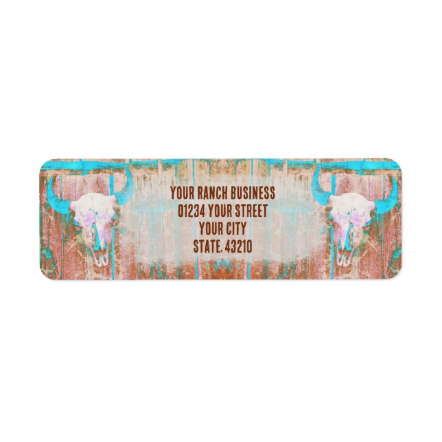 Rustikaler Aquamarin Grunge Texture Western Bull S (Vorne)