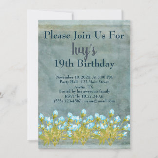 Rustikaler Aquamariner Geburtstag Einladung