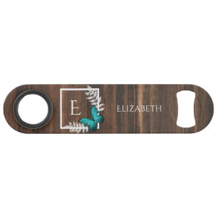 Rustikaler Aquamariner Schmetterling Personalisier Speed Flaschenöffner