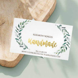 Rustikaler, aquarellfarbener Olivenzweig, handgefe Magnetische Visitenkarte