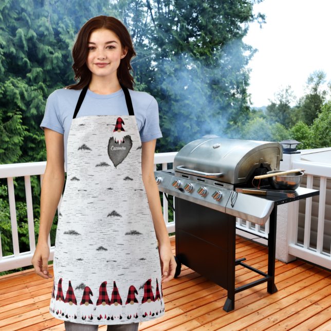 Rustikaler Aspen Bark Wood Carved Heart karierter  Schürze (Von Creator hochgeladen)