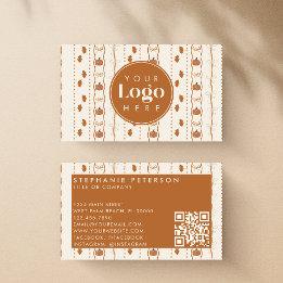 Rustikaler Autumn Pumpkin Fall Custom Logo QR Code Visitenkarte