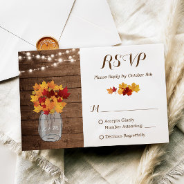 Rustikaler Autumn String Lights Mason Jar Wedding  RSVP Karte