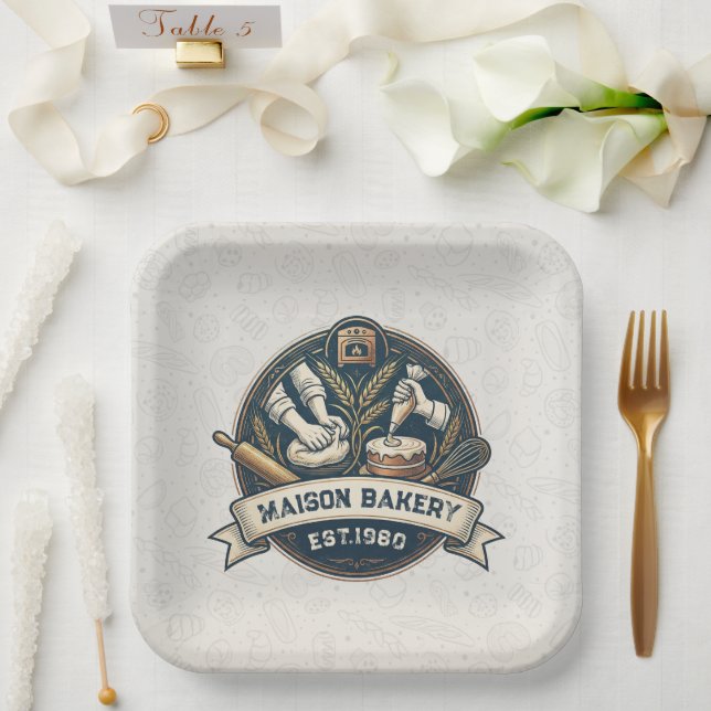 Rustikaler Bäckereiladen Gebäck Dessert Süßer Kuch Pappteller (Hochzeit)