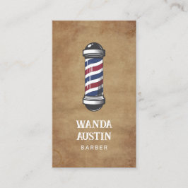 Rustikaler Barber Pole Barbershop Visitenkarte