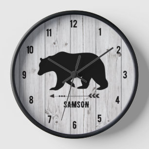 Rustikaler Bärenbauernhof Weiße Panzerhütte Uhr