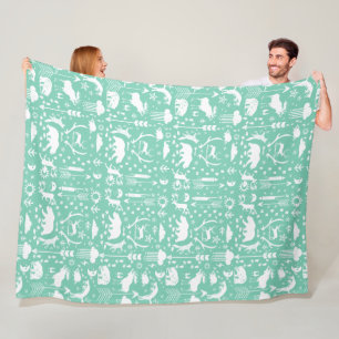 Rustikaler Bärenfox Deer Raccoon Folkloredesign Fleecedecke