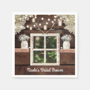Rustikaler Barn Window Tree & Mason Jar Wedding Serviette