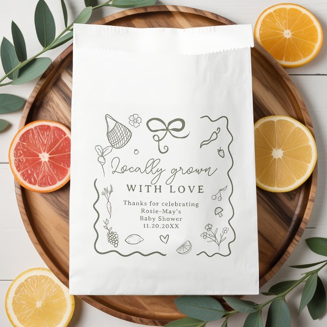 Rustikaler Bauer-Markt für die lokale Babydusche Geschenktütchen (Locally Grown Baby Shower Rustic Farmer’s Market Favor Bag)