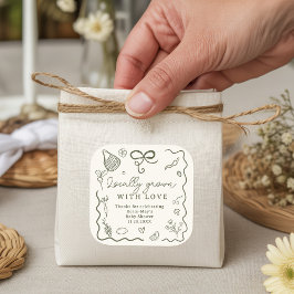 Rustikaler Bauer-Markt für die lokale Babydusche Quadratischer Aufkleber