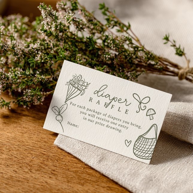 Rustikaler Bauer mit eigenem Angebot Begleitkarte (Locally Grown Rustic Farmer’s Market Diaper Raffle Enclosure Card)