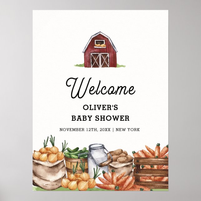 Rustikaler Bauernhof Barnyard Veggie Baby Dusche W Poster (Vorne)