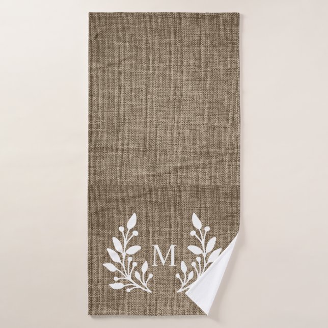 Rustikaler Bauernhof Burlap Monogram Badehandtuch (Badehandtuch)