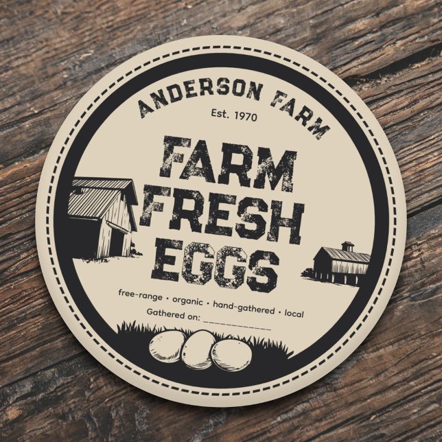 Rustikaler Bauernhof Frischeier Etikett Aufkleber (Rustic Farmhouse Barn Fresh Eggs Label Sticker)