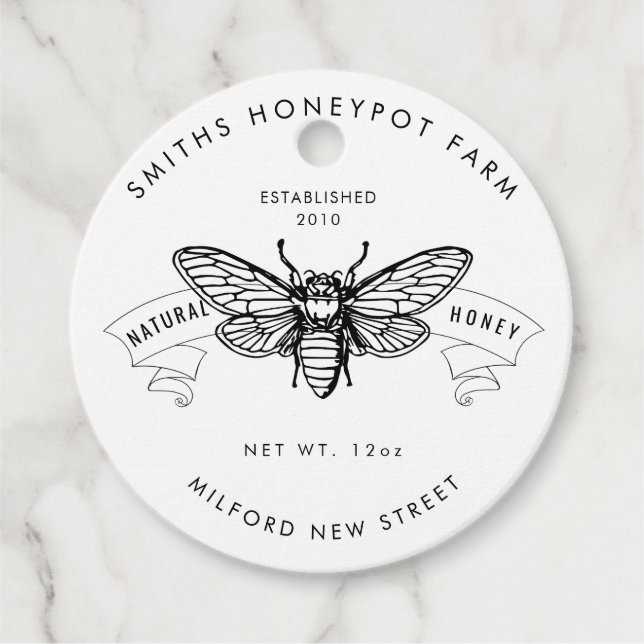 Rustikaler Bauernhof Honigjar Etikett Kleinbetrieb Geschenkanhänger (Vorderseite)