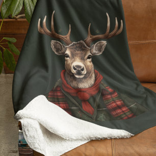 Rustikaler Bauernhof Kariertes Hirsch und Grün Sherpadecke