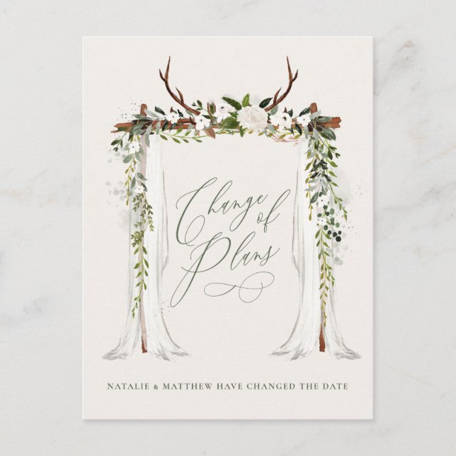 Rustikaler Bauernhof und Eukalyptus stilvoller Chi Ankündigungspostkarte (Vorderseite)