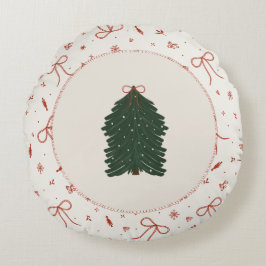 Rustikaler Bauernhof Weihnachtsbaum Rundes Kissen