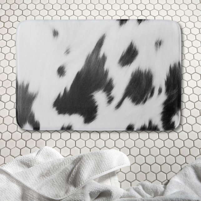 Rustikaler Bauernhof Western Cowboy Kuh Printwerbu Badematte (Rustic Farmhouse Western Country Cowboy Cow Print Bath Mat)