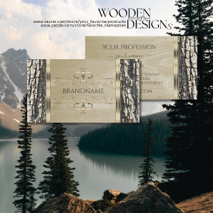 Rustikaler Baum Bark Holz Grain und Gold Verzierte Visitenkarte