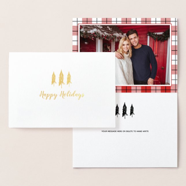 Rustikaler Baum Flannel Muster Urlaub Folienkarte (Anzeige)